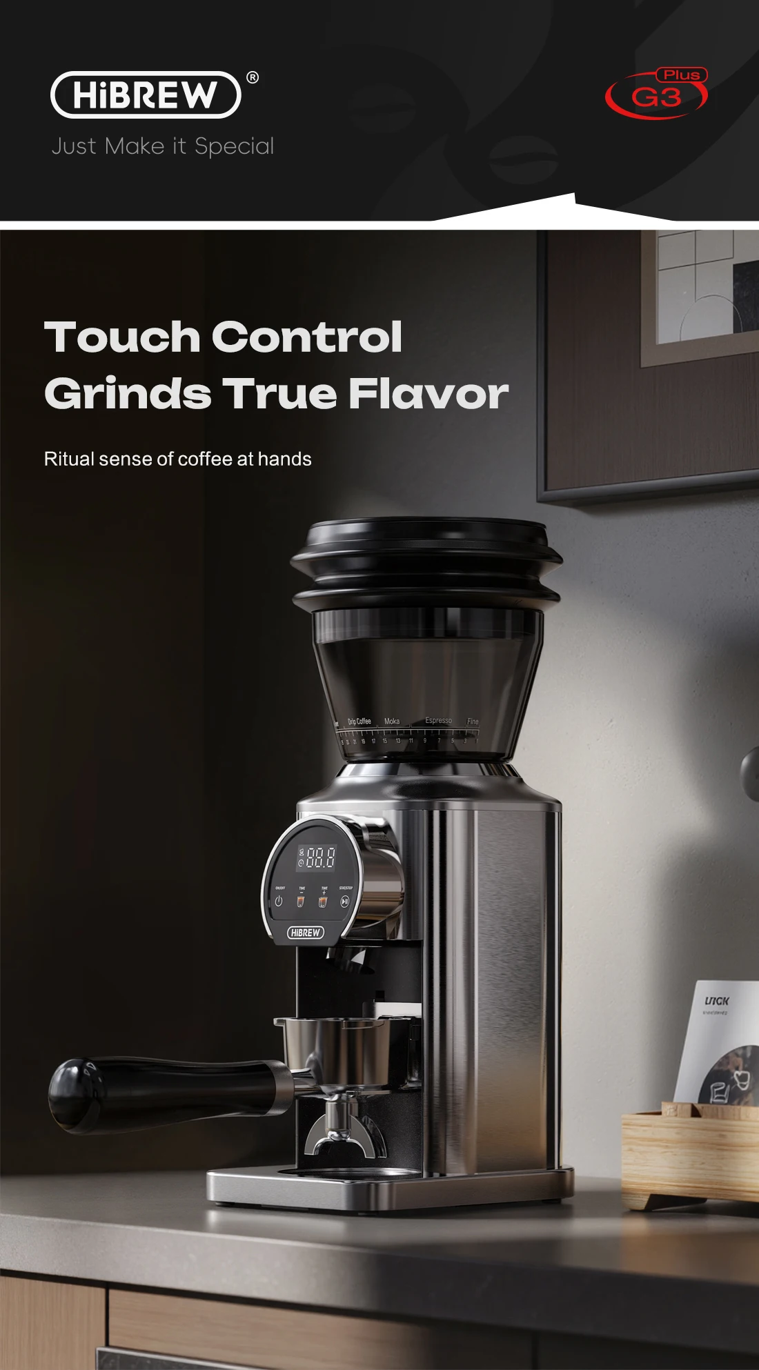 HiBREW G3 Plus 48mm Konische Mahlscheiben Elektrische Kaffeemühle Kompakte Tragbare Kaffeebohnenmühle für Espresso und Türkischen Kaffee – Detail 2