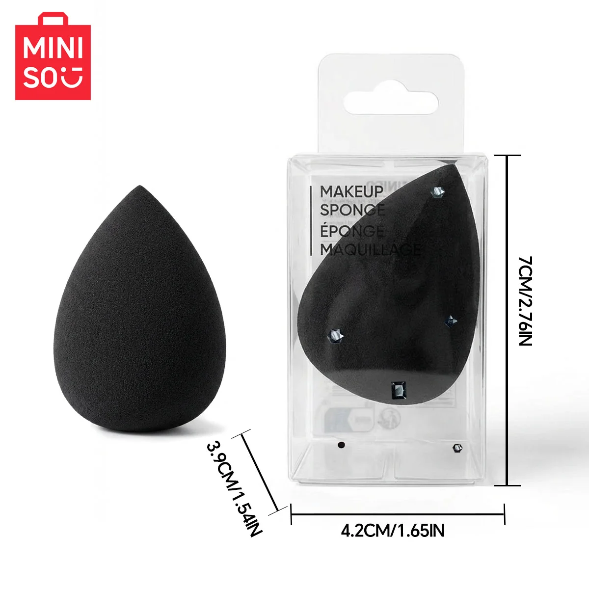 MINISO Soft Skin friendly Water Drop Makeup Egg - Black Makeup Sponge Suitable for Liquid Makeup Egg Wet and Dry Use