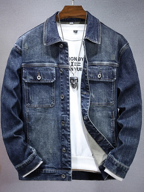 

Loose Fit American Workwear Denim Jaet for Men Autumn Winter New Sle Outdoor Youth Jaet with Multiple kets Cotton Po...