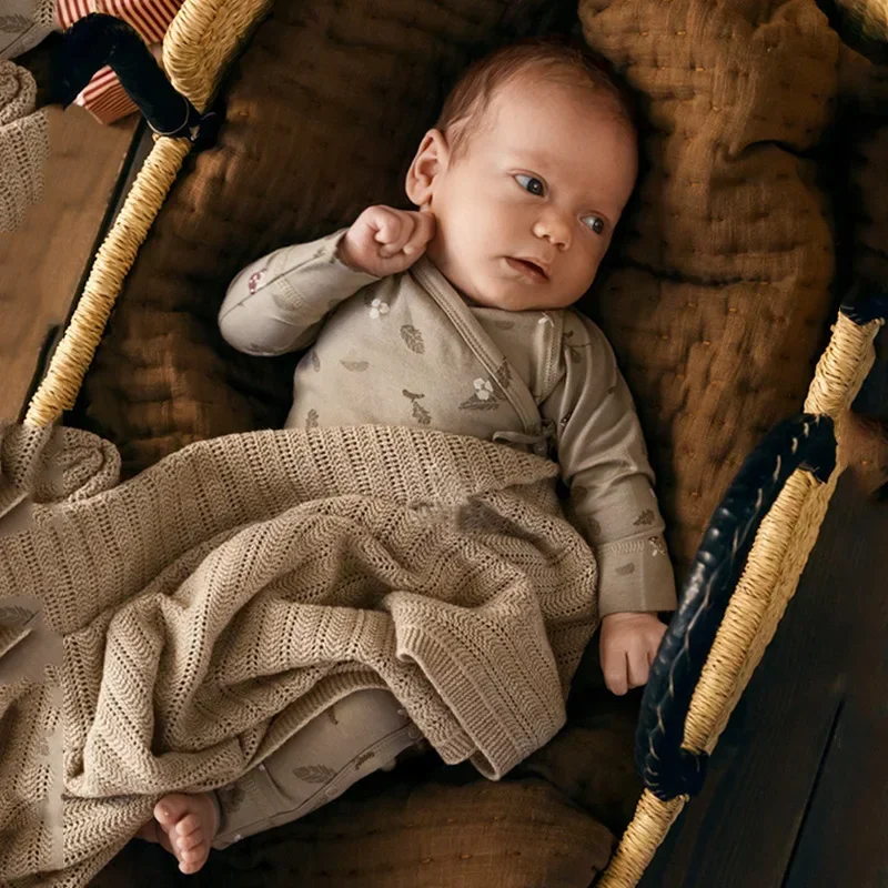 Baby Jumpsuit for Spring and Autumn New Boys and Girls Baby Cotton Printed Rompers Newborns Rope Tied Rompers