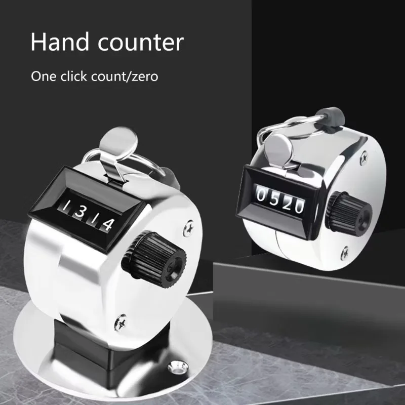 Metal mechanical 4-digit handheld counter, digital handheld press counter, golf training click counter, manual counting tool
