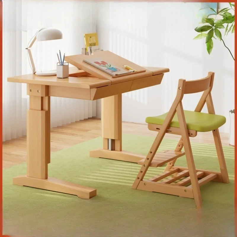 All Solid Wood Liftable Multifunctional Simple Children's Desk Pupil Drawer Writing Table