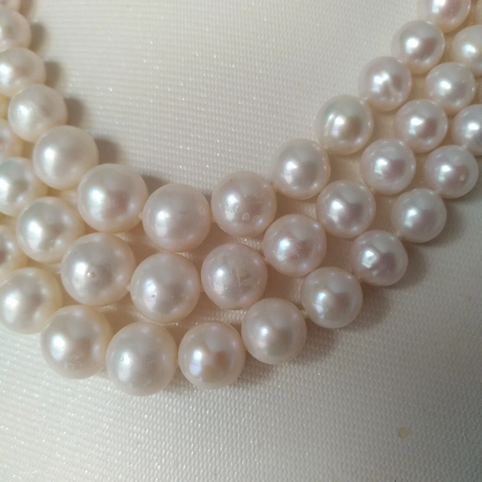 

3 Rows - Necklace AAA 6-10mm Natural South Sea White Pearl Necklace 16/17/18 "-18/19/20" 14k Gold