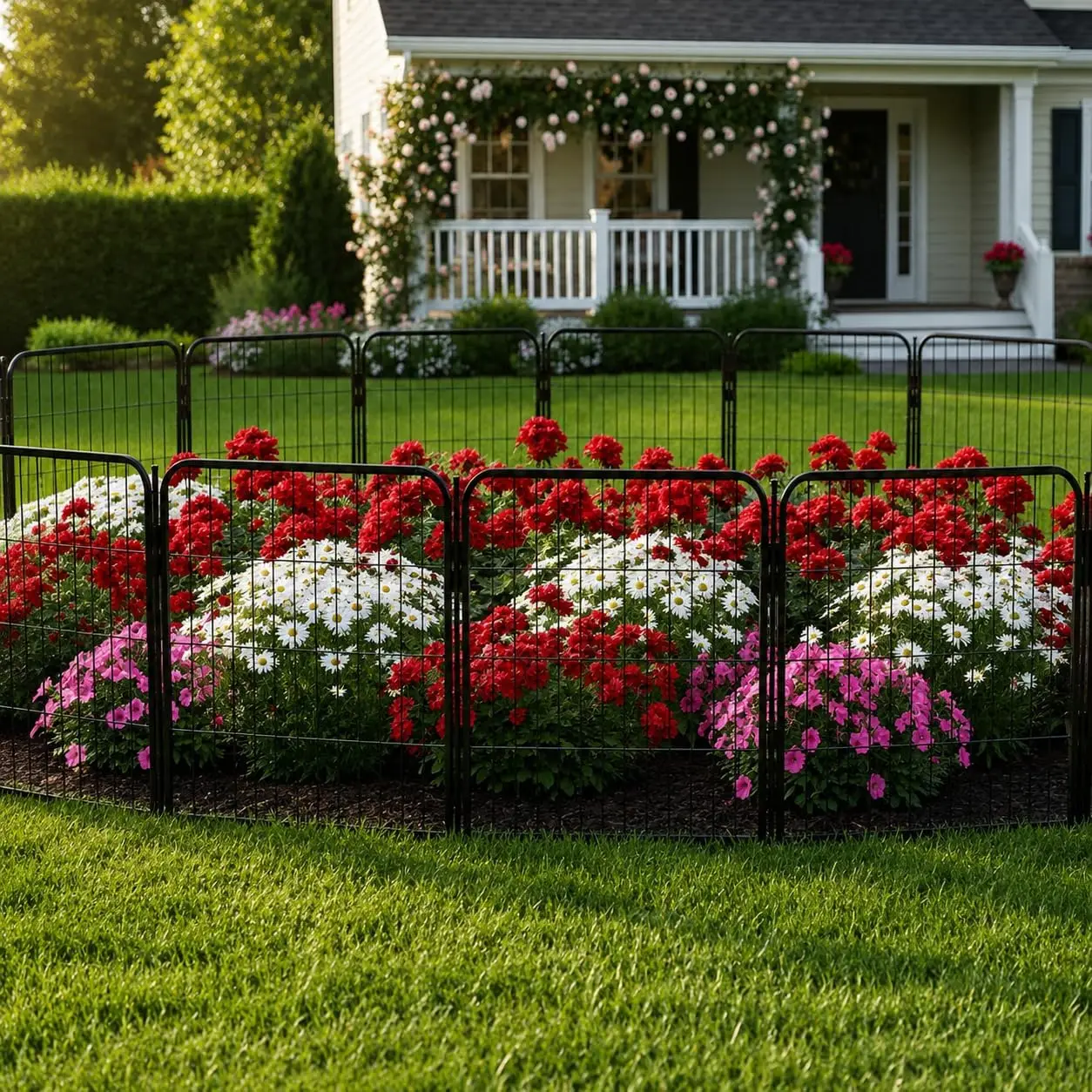 Outdoor Decorative Garden Fence - 24 inch, 32 Panels - Heavy Duty Metal for Yard, Flower Bed Border, Dog & Animal Barrier