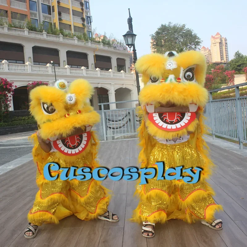 Christmas Premium Blinking Eyes Chinese Traditional Culture Lion Dance Puppet Mascot Costume For Kid Outfit Dress Carnival Fest