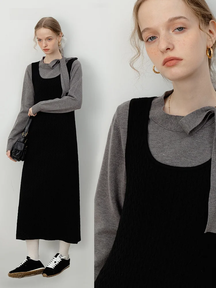 

Свободная длинная футболка с круглым вырезом Ne, женская футболка с базовым слоем, корейский узл, осенняя новинка, подходит для пригородных поездок