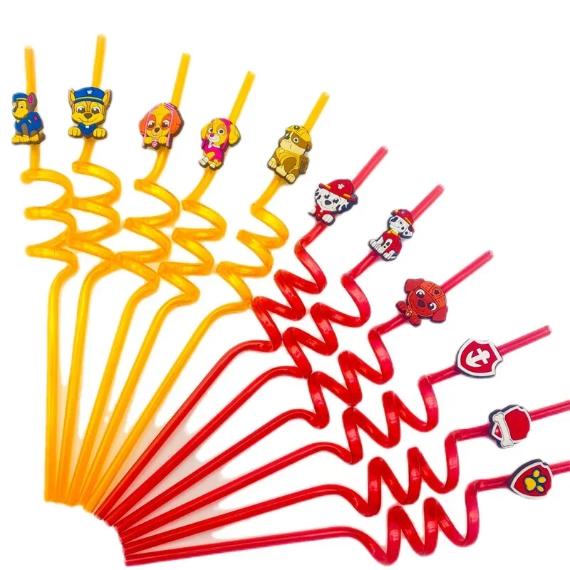 Pailles réutilisables Paw Patrol pour enfants, Chase, Skye, Marshall, Rubble, document mignon, tube pliable à clics, accessoires de fête