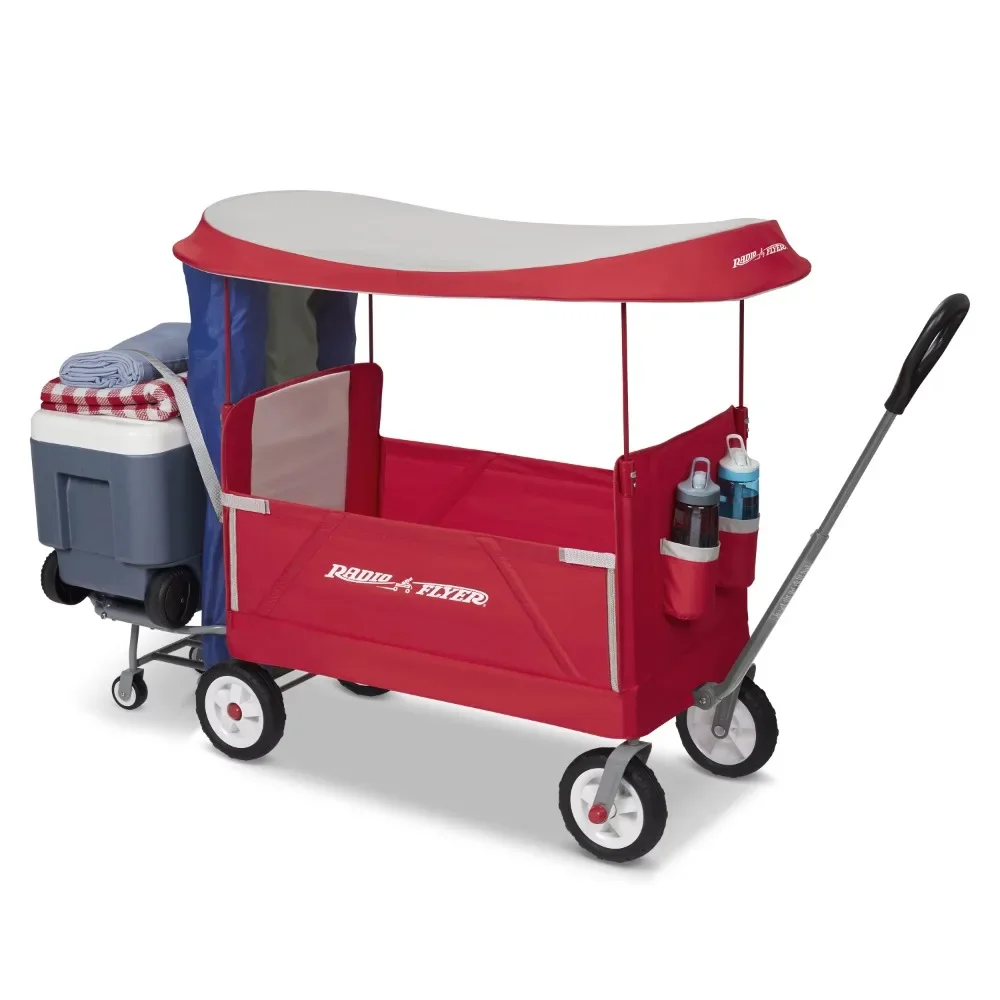 

Folding Wagon Camping Supplies 3-in-1 Tailgater Wagon With Canopy Red Freight Free Carts Hiking Sports Entertainment