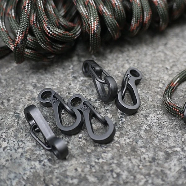 Hot 10PCS/LOT Mini SF Spring Backpack Clasps Climbing Carabiners EDC Keychain Camping Bottle Hooks Paracord Survival Gear - Blac