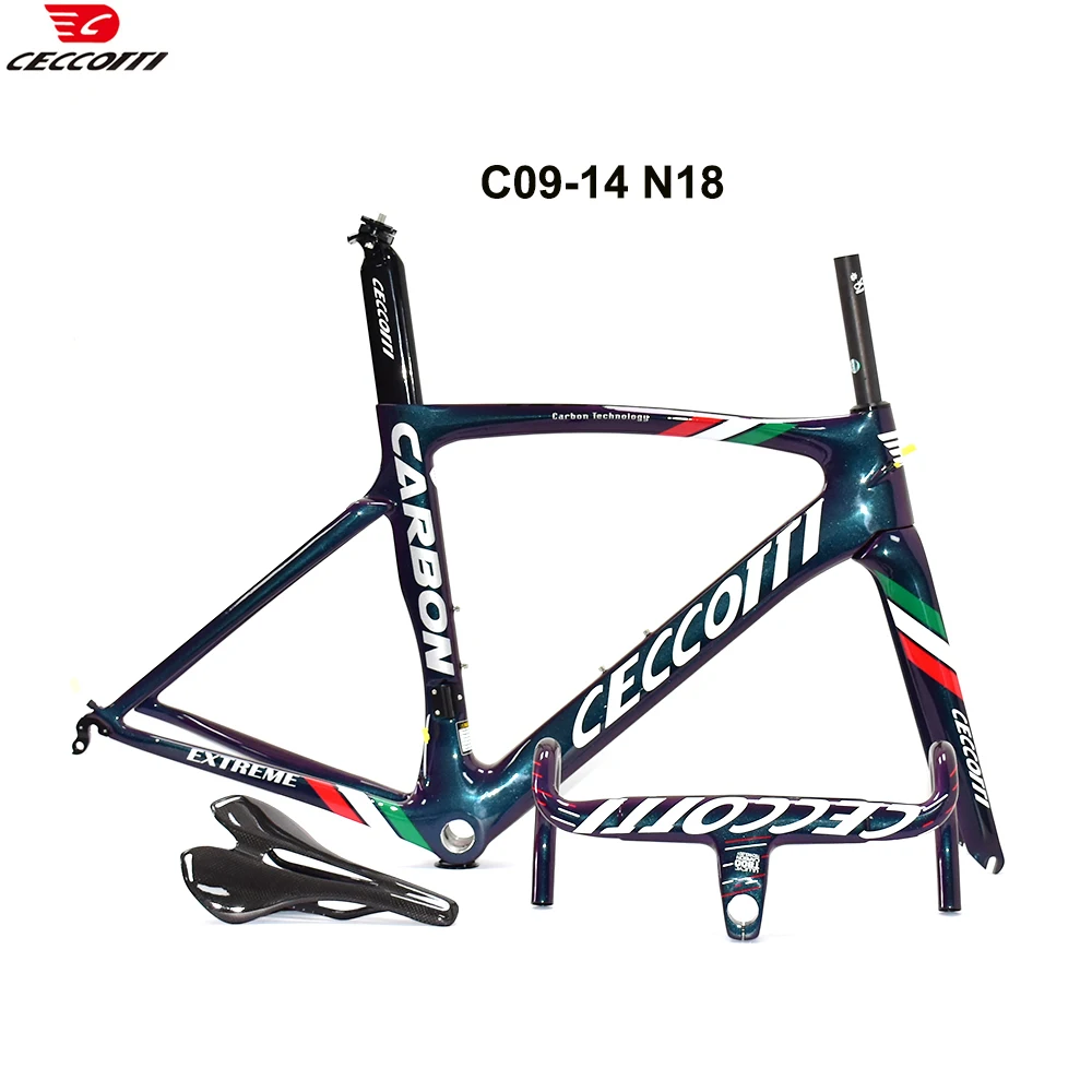 Carbon Road Bike Frameset with Carbon Handlebar and Carbon Saddle, Real Color Bicycle Frame