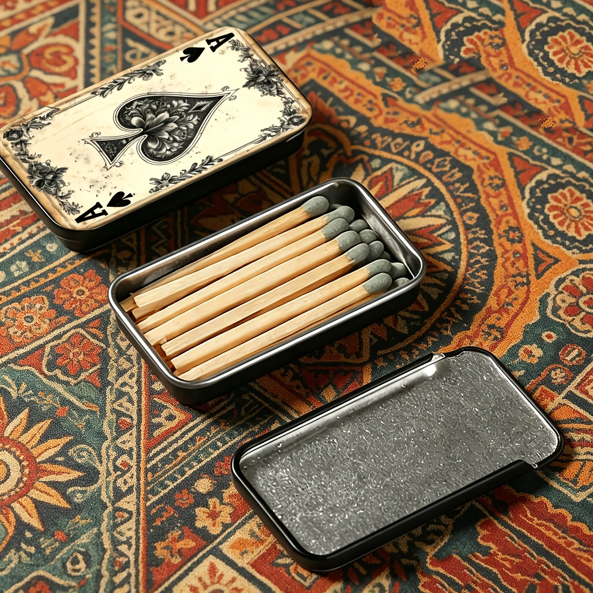 Metal Matchbox, Matches Not Included. Simple and Portable Vintage Matchbox, Compact Flip-top Metal Case