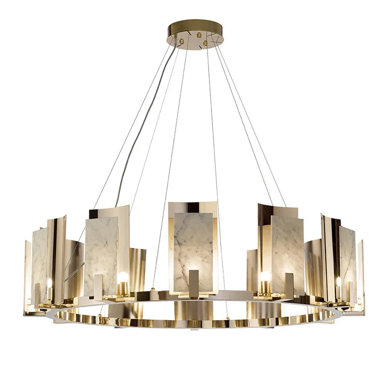 

Natural marble living room chandelier simple bedroom personalized dining room home model room