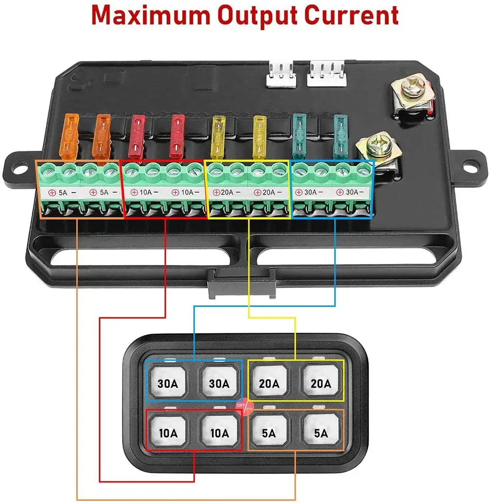 8 Gang Switch Panel Electronic Relay System with Circuit Control Box Waterproof Fuse Relay Box Wiring Harness