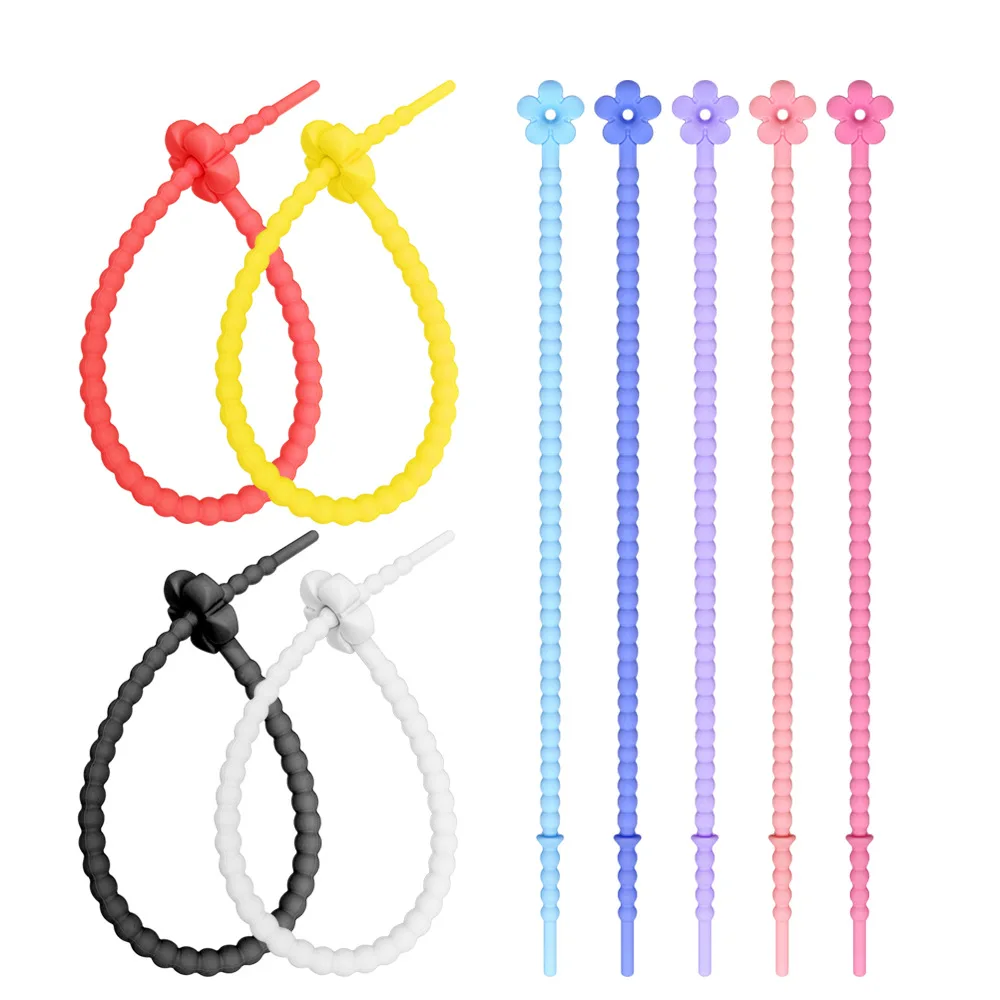 Self-Locking Silicone Self-Locking Wire Strap Wire Cable Zip Ties 22CM DIY Materials Fastening Clips Tie Keychain Reusable