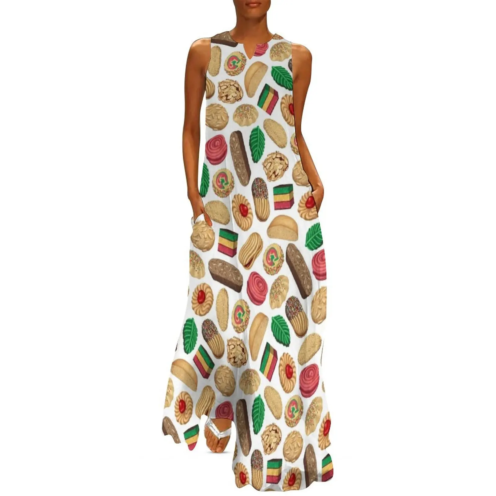 Italian Cookie Pattern Long Dress Woman clothing Women's summer dress Dress