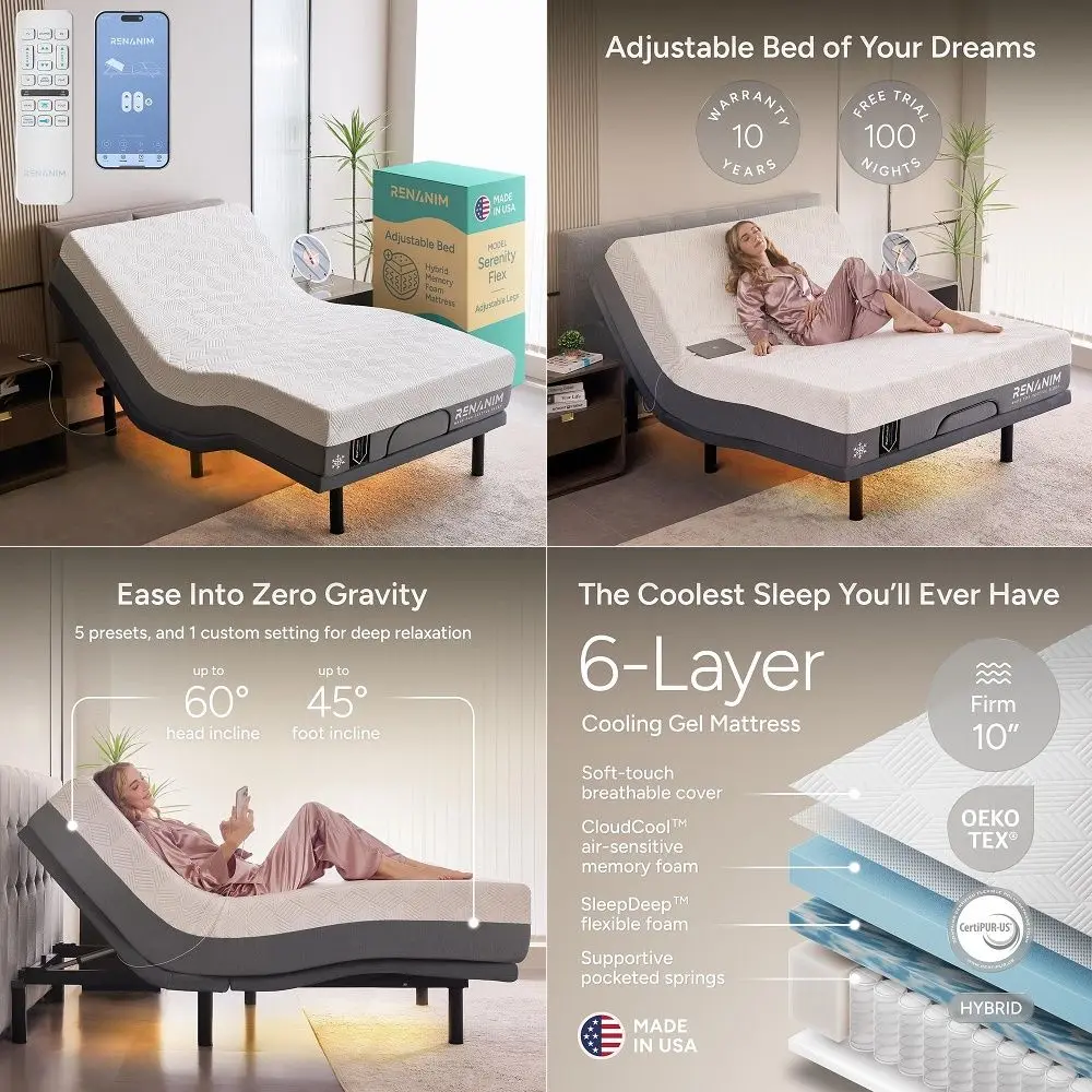 

MS012 Twin XL Adjustable Bed Base with MassageAPP Connects Adjustable Bed Frame with 4 Height Options, 3 Minutes Fast Assembly,