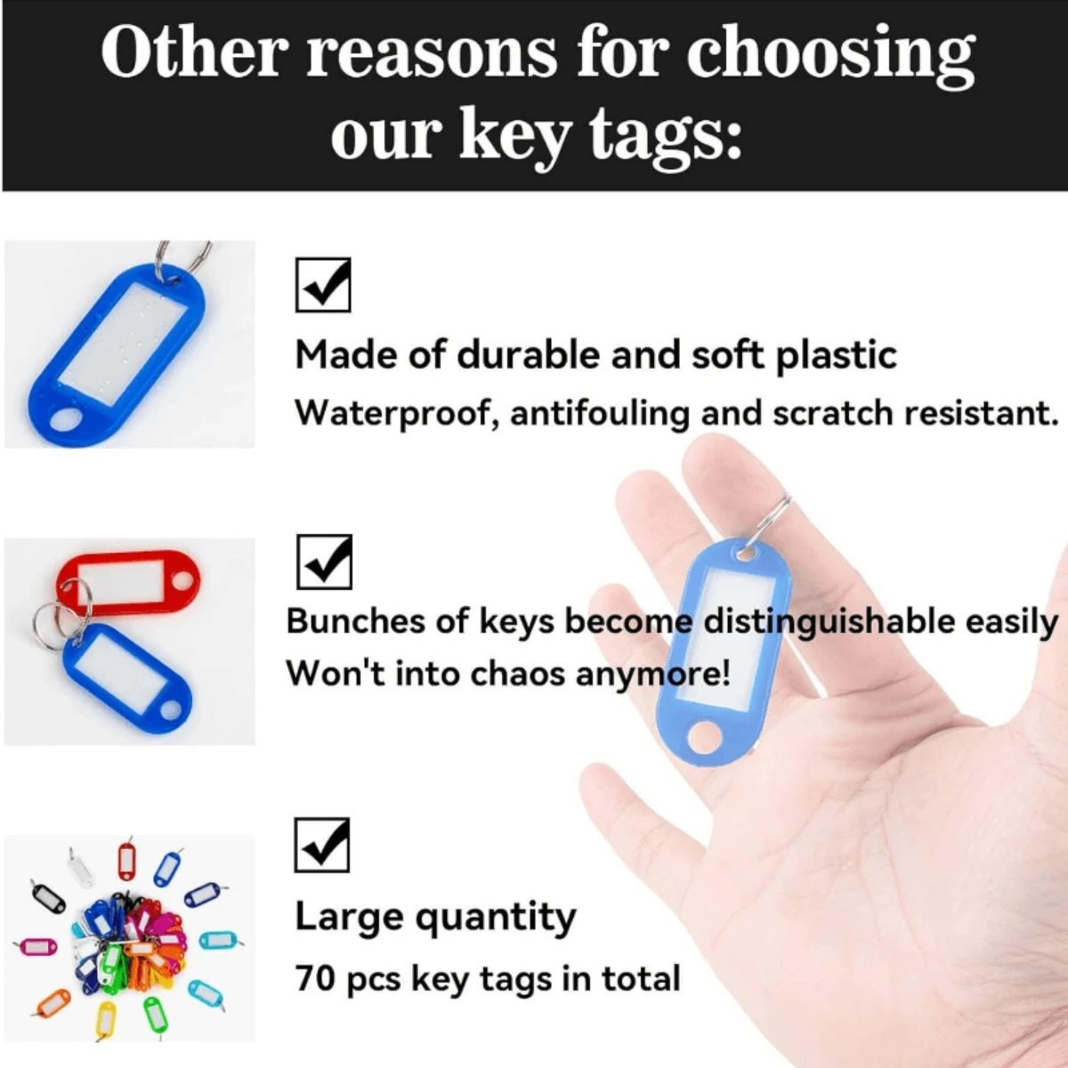 10/30Pcs 10 Colors Multicolor Plastic Keychain ID Label Tags Luggage ID Tags Hotel Number Classification Card Key Rings Keychain