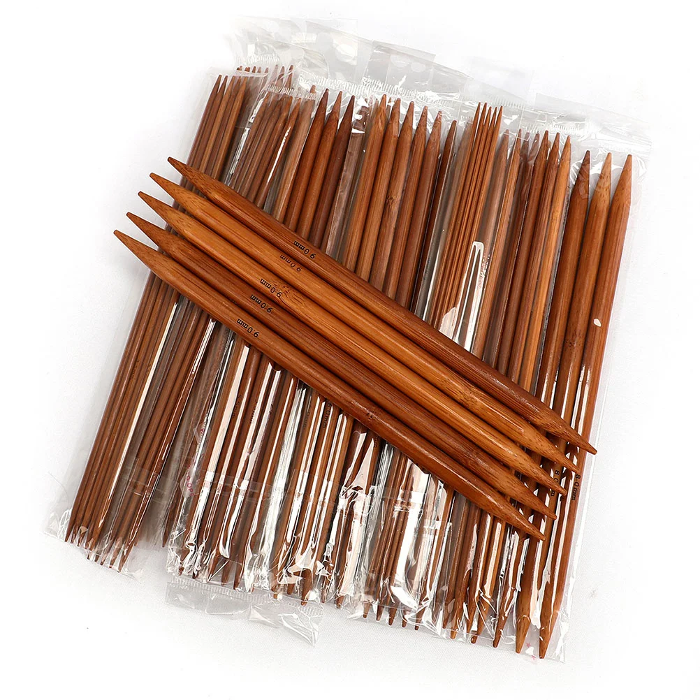 75 Pcs Crochet Needles Dual-end Knitting Sweater Handmade Long Kit Bamboo for Sewing Wooden Straight Accessories