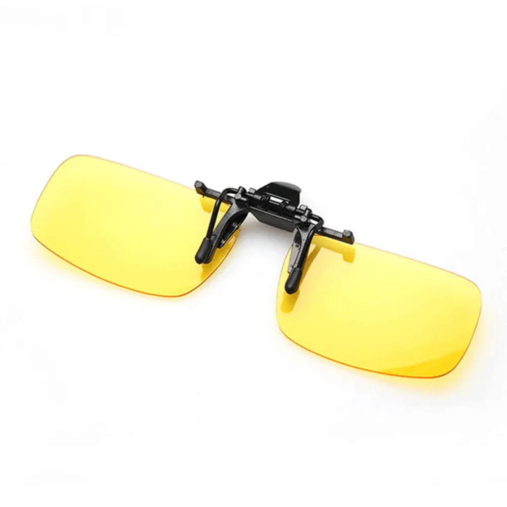Unisex Night Vision Clip Yellow Frame Polarized Sunglasses Clip Adjustable Resin Lenses Night Driving Glasses Lightweight