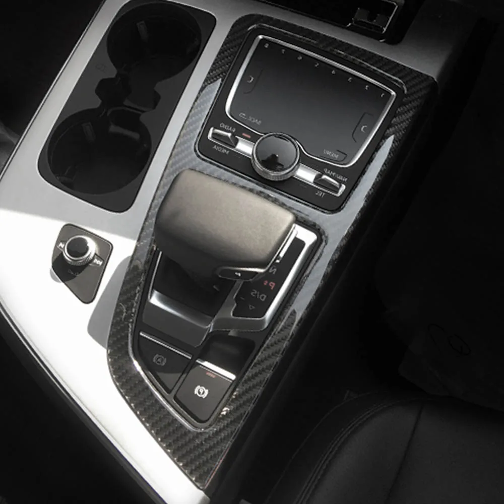RHD Carbon Fiber Car Gear Shift Box Cover Striker Trim For Audi Q7 2016-19 17 18