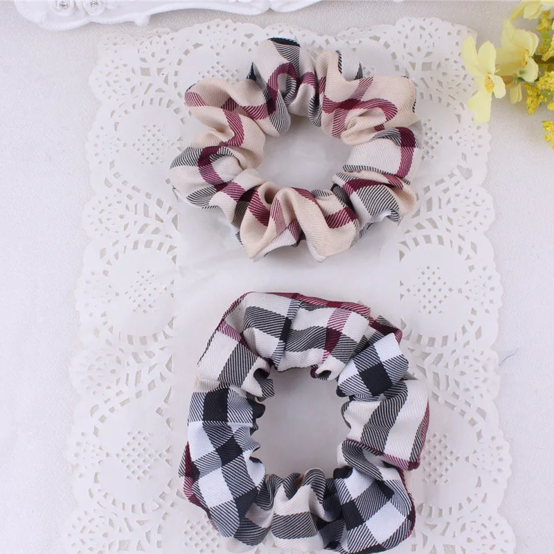 Fashion Woman Scrunchie Set Elastic Hair Band Vintage Plaid Headband Ponytail Band Girl Hair Accessories Hair Band HeadwearYF004