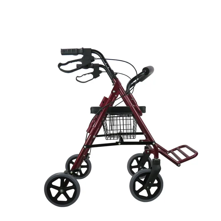 Portable foldable four-wheel handcart for elderly people shopping cart grocery cart