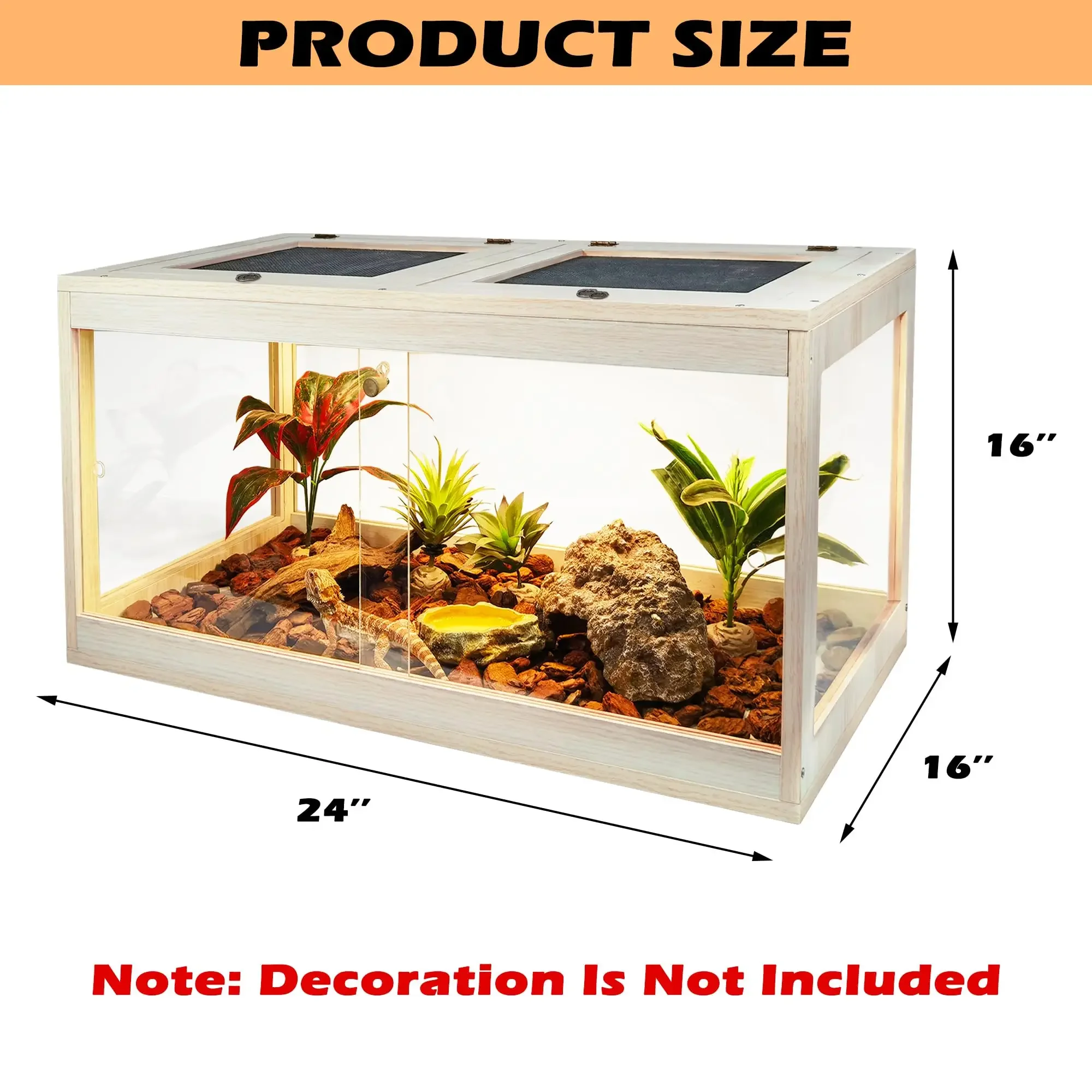 28 Gallon Terrarium Reptile Habitat Durable Quality Suitable for All Types of Reptile Hamsters Snakes Oak Color