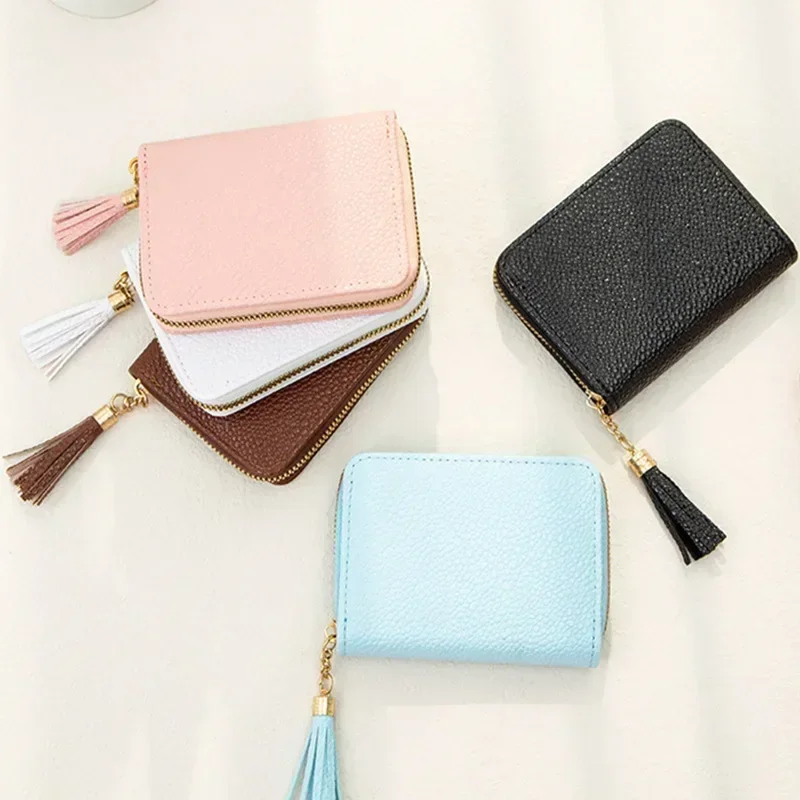 Women\'s Tassel Wallet Fashion PU Leather Zipper Mini Wallets Coin Money Pouch Purse ID Credit Card Holder Short Clutch for Girls