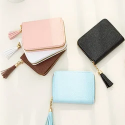 Women's Tassel Wallet Fashion PU Leather Zipper Mini Wallets Coin Money Pouch Purse ID Credit Card Holder Short Clutch for Girls