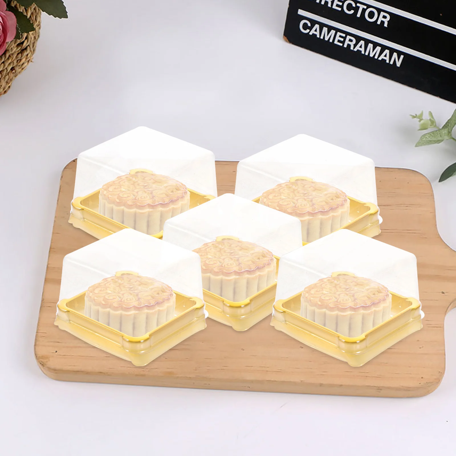 50 Pcs Moon Cake Boxes Container Macaron Gift Bakery Desserts Case Biscuit Clear Cupcake Carrier