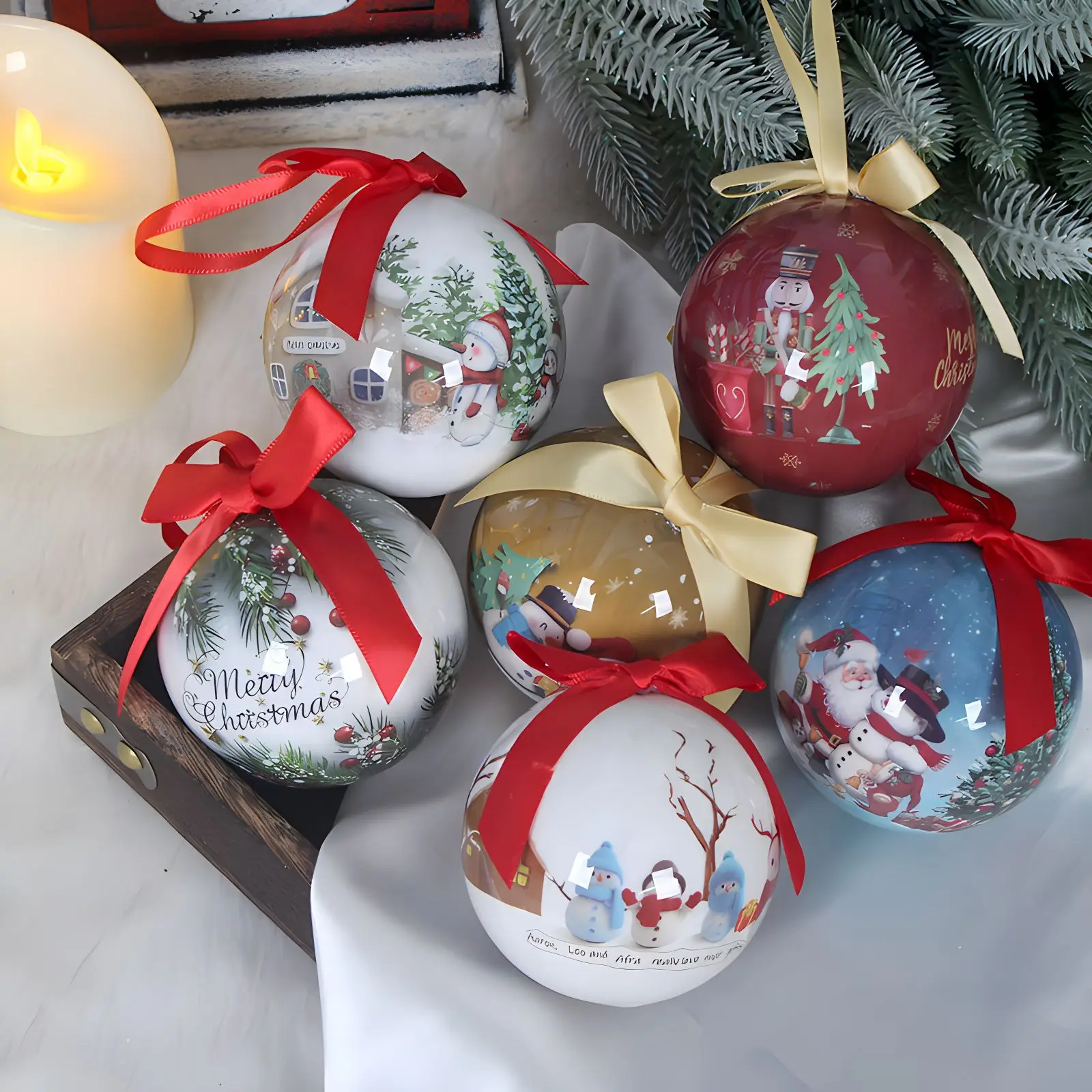 

1pcs 8cm Christmas Ornaments Christmas Tree Decorations Shatterproof Decorative Xmas Ball Ornaments for Xmas Tree, Home Decor