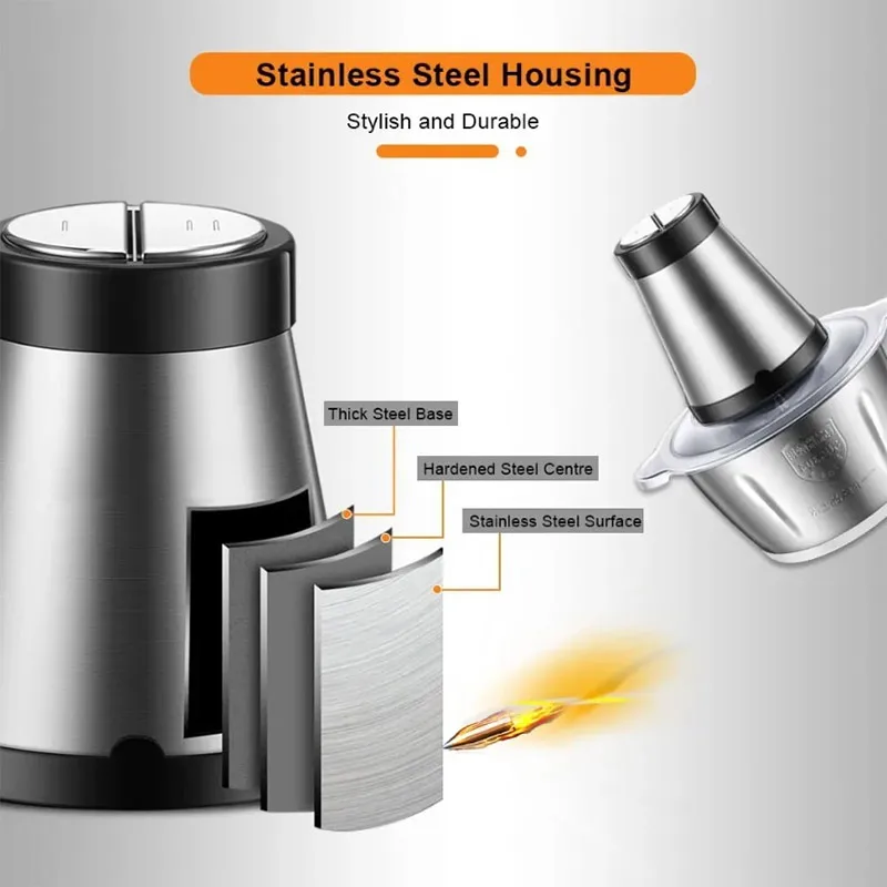 New Food Chopper Stainless Steel 2l Electrical Food Processor Slicer Vegetable Food Chopper Meat Slicer Machine