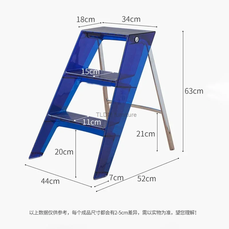 Designer Step Stool PC Plastic Stairs Ins Bedside Shelf Flower Table Shop Studio Display Rack Transparent Foldable Step Ladders