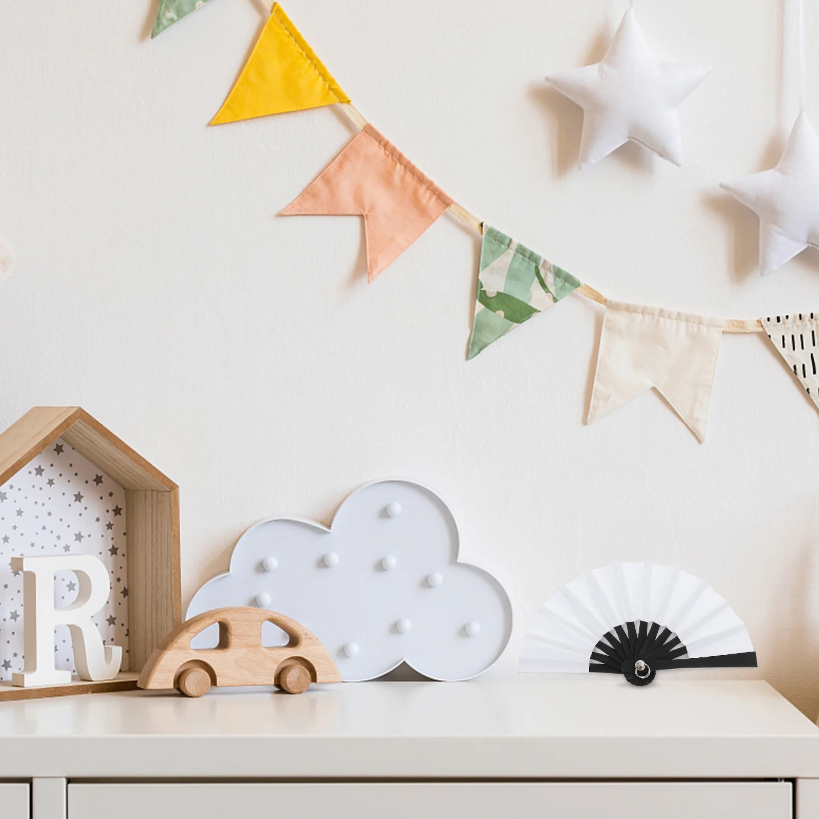 

Mini Folding Fan Props for Photography Durable Wooden Material Bright Color Fine Craftsmanship Decorative Accessory