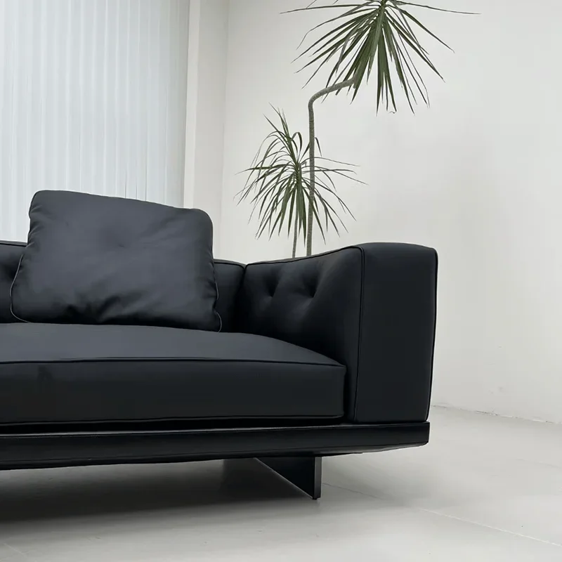 Sofa leather high-end designer light luxury extreme Italian simple straight row special-shaped suspended large apartment living