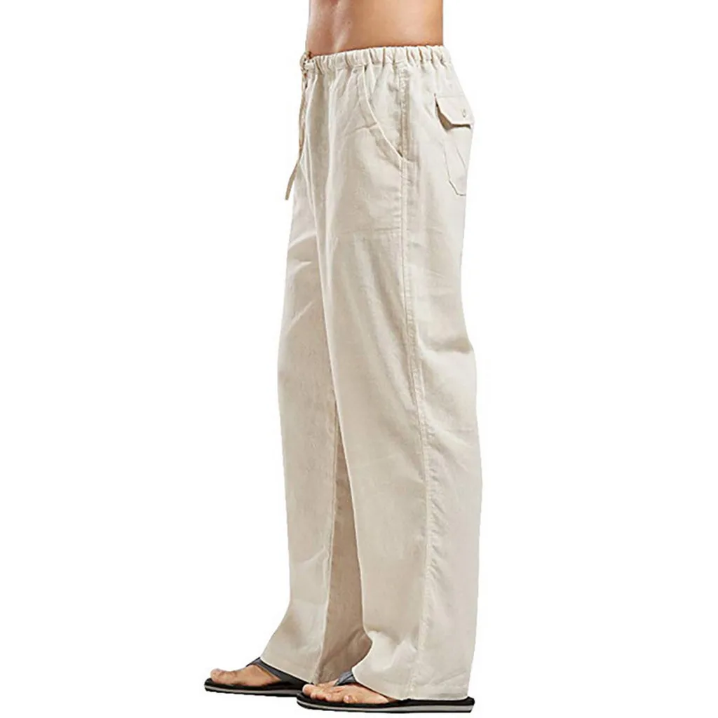 Independent Station Wish Men's Linen Large size Pocket Trousers Casual Slacks