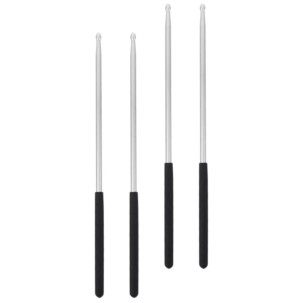 

4pcs AluminumAlloyDrumRodsSticks DoublesidedMallet ClassicPlastic PercussionRod WaterdropHead Longlasting SafeMaterial Antislip