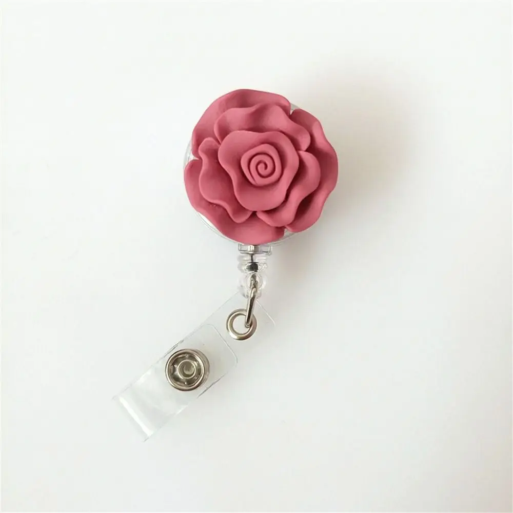 Bow Flower Nurse Badge Reel 3D Flora Chest Card Retractable Badge Holder Work Card Resin Easy Pull Buckle Office School