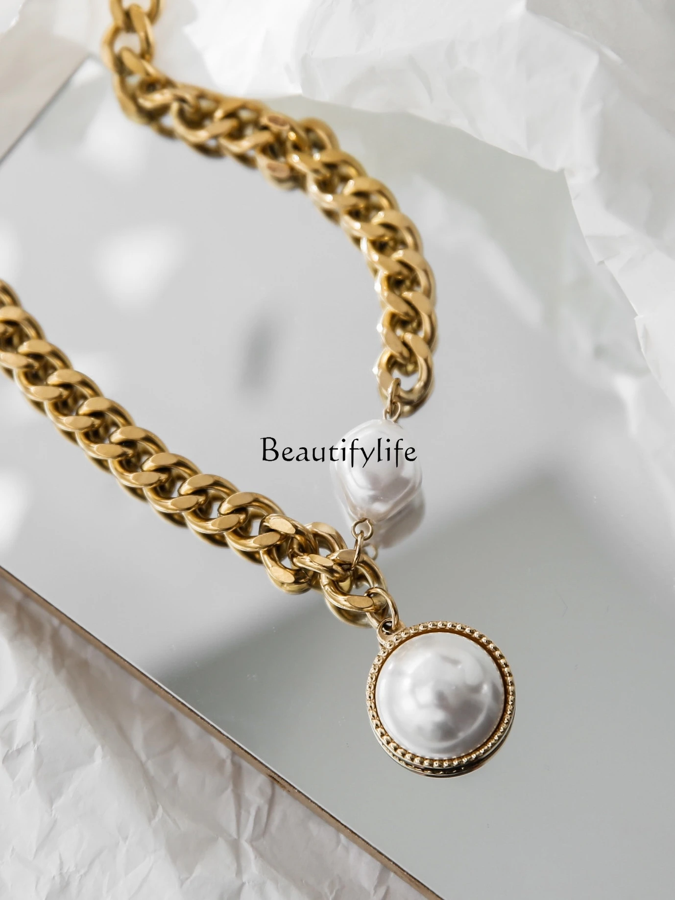 Exaggerated Golden Thick Pearl, Non-Fading Accessories, European and American Fashion