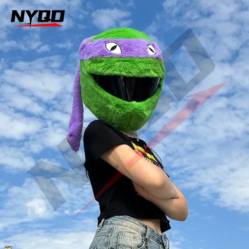Motorcycle Plush Helmet Cover Funny Cartoon Full Face Helmet Decoration Hood Soft Furry Riding Headgear 4 Colors