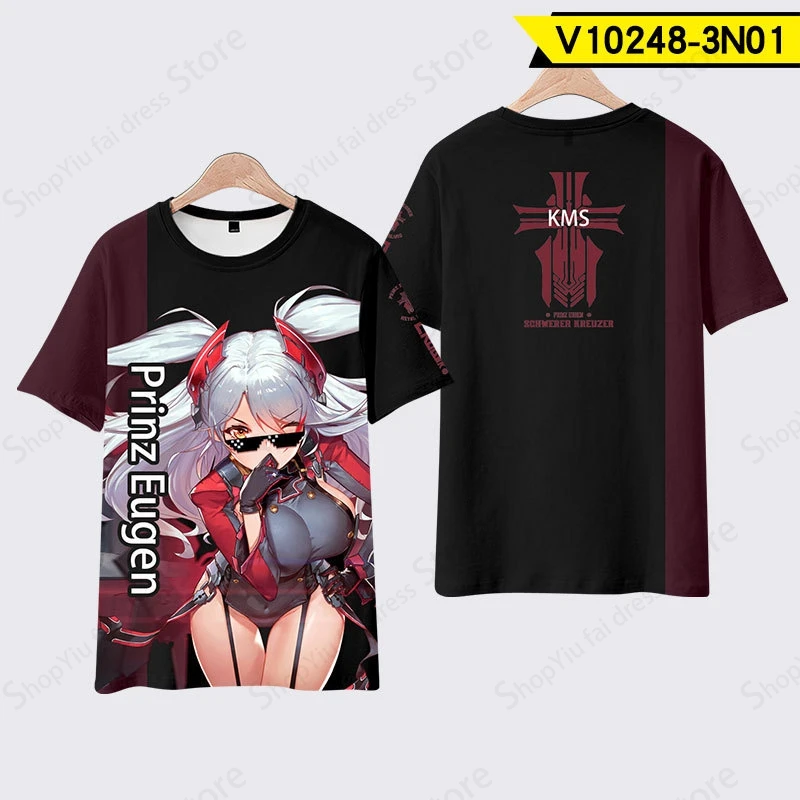 أنيمي Azur Lane ثلاثية الأبعاد المطبوعة التي شيرت الرجال النساء موضة تي شيرتات قصيرة الاكمام الاطفال الهيب هوب بلايز تيز المتضخم تي شيرت مانغا توب بوي