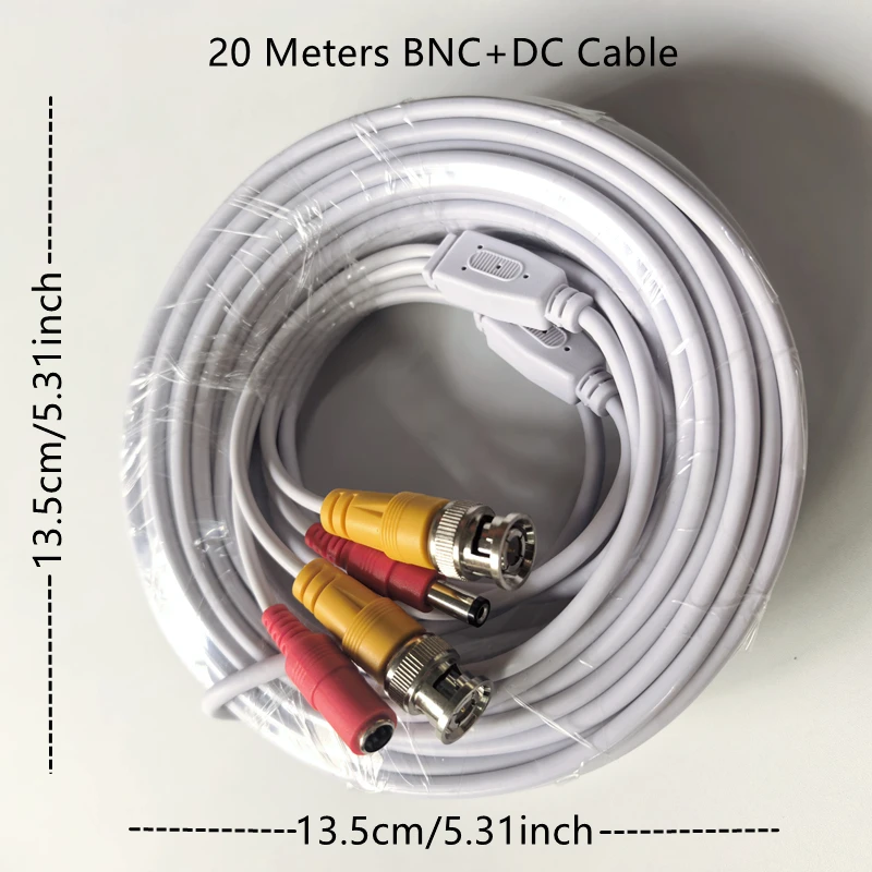 5/10/20 Meters BNC+DC Connector 2 in 1 BNC CCTV Cable Coaxial Video Power AHD Cameras White Wires for Analog CCTV DVR System