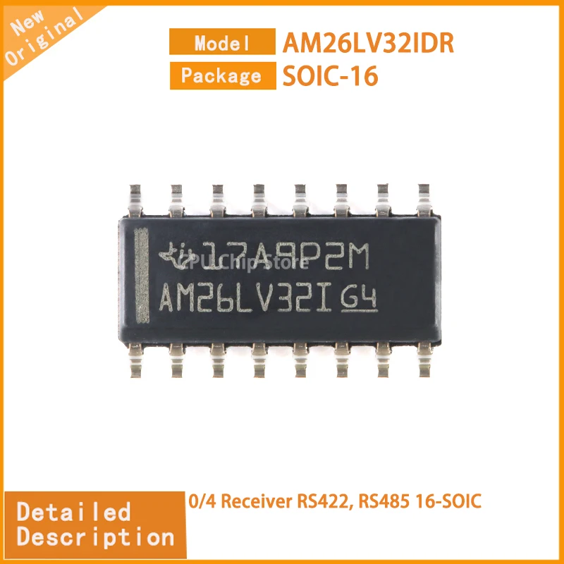 10Pcs/Lot New Original  AM26LV32IDR AM26LV32  0/4 Receiver RS422, RS485 16-SOIC