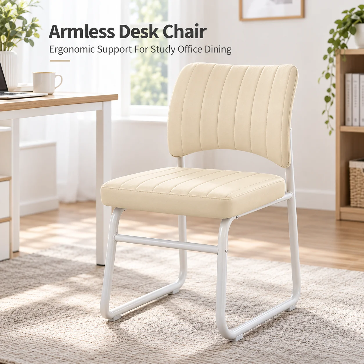 AOLIVIYA Armless Office Chair Padded Computer Desk Chair Ergonomic Cantilever Guest Chair For Home Study Conference Room