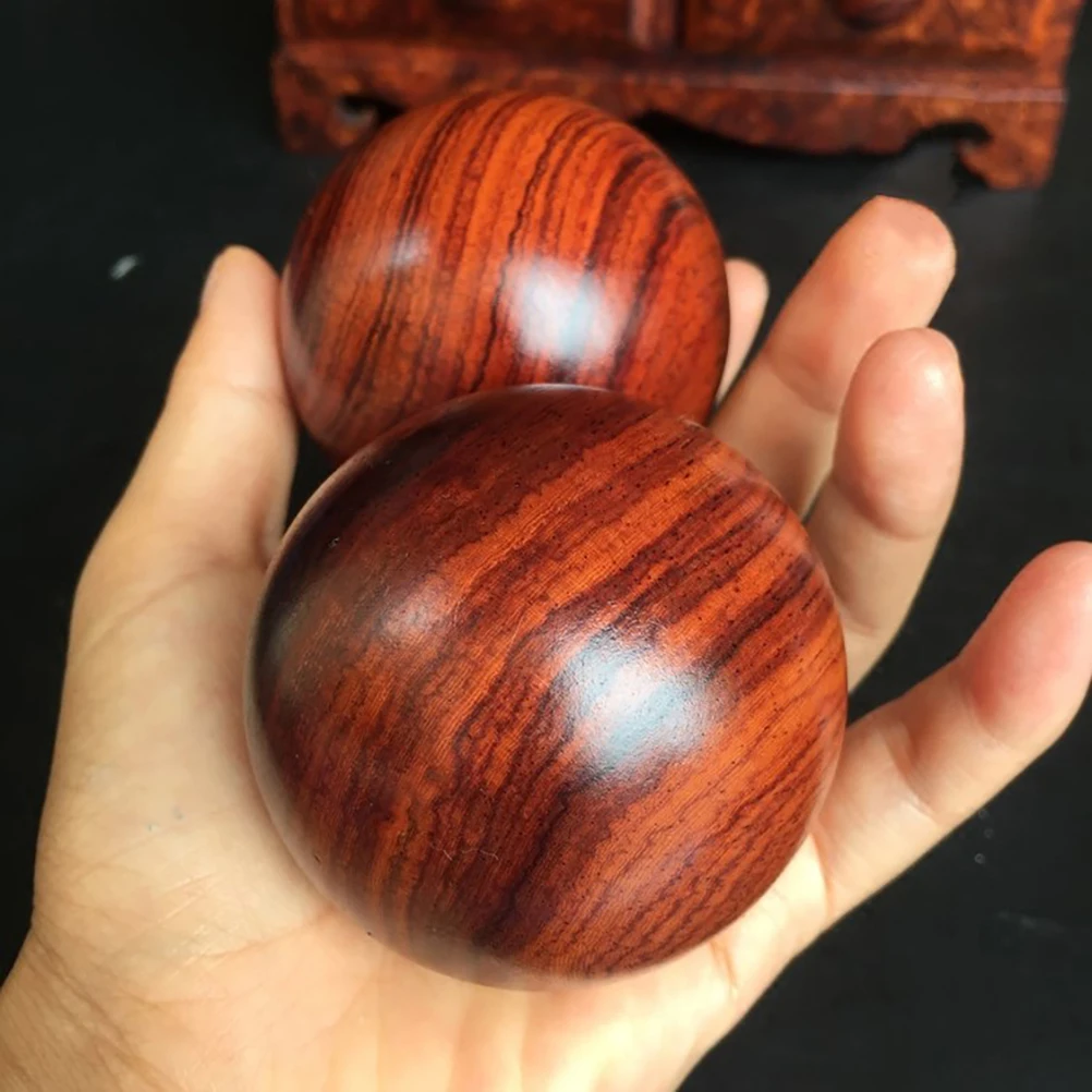 

2pcs 5cm Brown Massage Ball Random Wood Pattern Portable Hand Acupoint Balls Finger Flexibility Wooden Massager