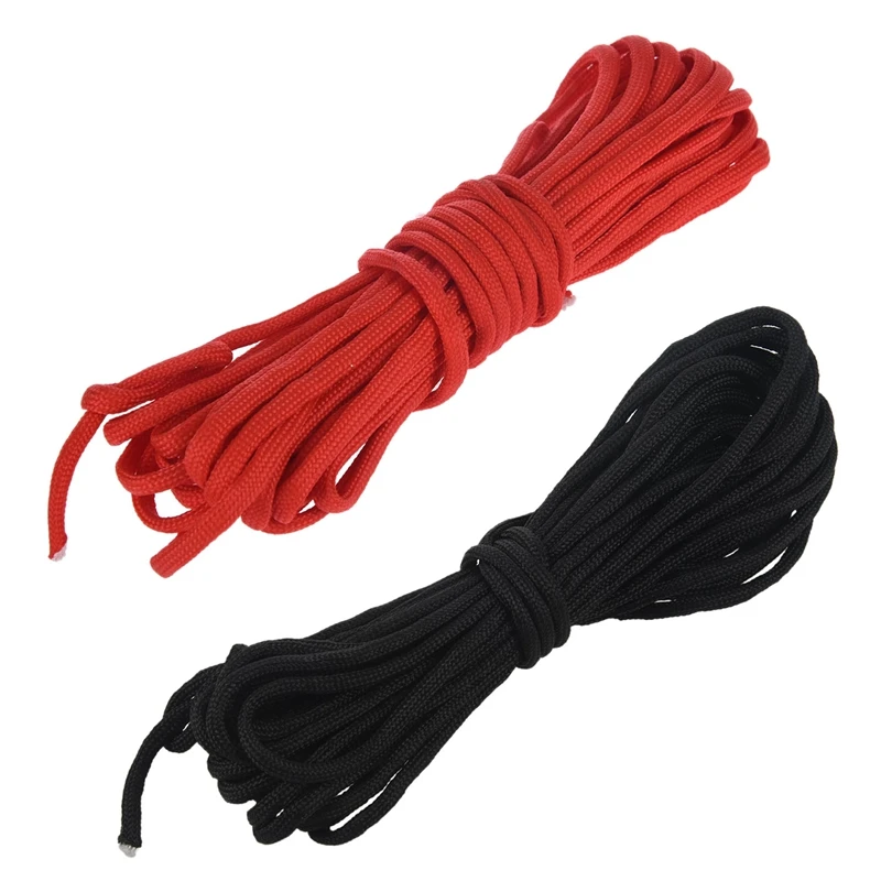 2 Pcs Paracord 550 Parachute Rope 7 Core Strand For Climbing Camping Buckle Rope 25FT , Black With Red