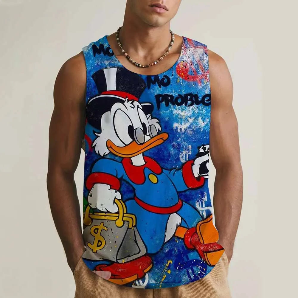 Cross border European size Disney Donald Duck print round neck fitness vest, underwear, muscle fast drying basketball vest