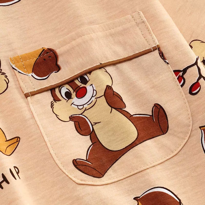 Disney chip 'n' dale anime periphery cartoon cute short sleeve pajamas kawaii girl heart girl loungewear set gifts wholesale