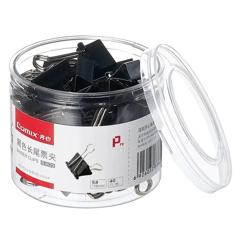 Comix Black Long Tail Binder Clips Metal Tail Clip Assorted Sizes Ticket Folder Holder Business Office School Family Supplies