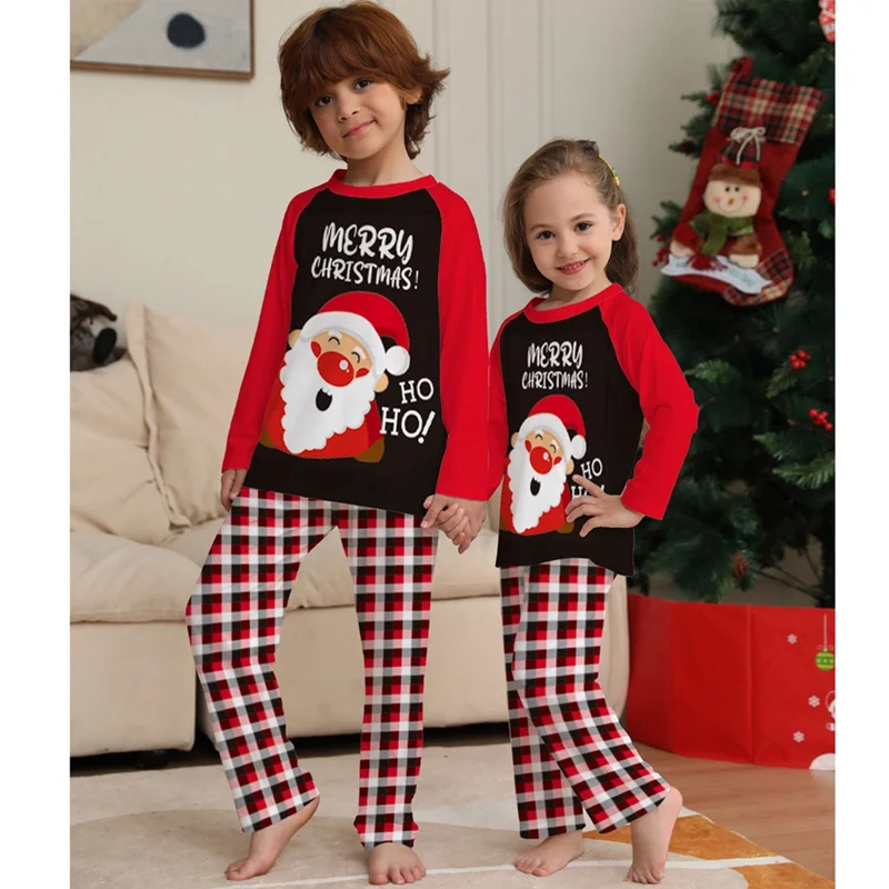 Autumn And Winter Family Pyjamas Set Christmas Pyjamas Monogrammed Top And Plaid Pants Jammies